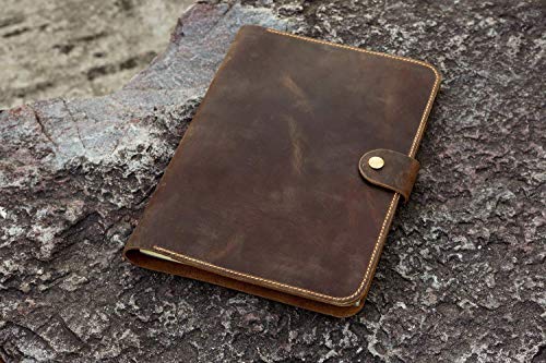 Personalized rustic real leather business portfolio resume folder document organizer for letter size 8.5 x 11.75 top open writing pad NLZ5SS3