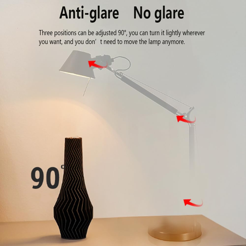 Schreibtischlampe, Schwenkarm mit Ein-/Ausschalter & Mehrgelenk-Anpassung, Augenschonende Leselampe für Schlafzimmer, Arbeitszimmer & Büro