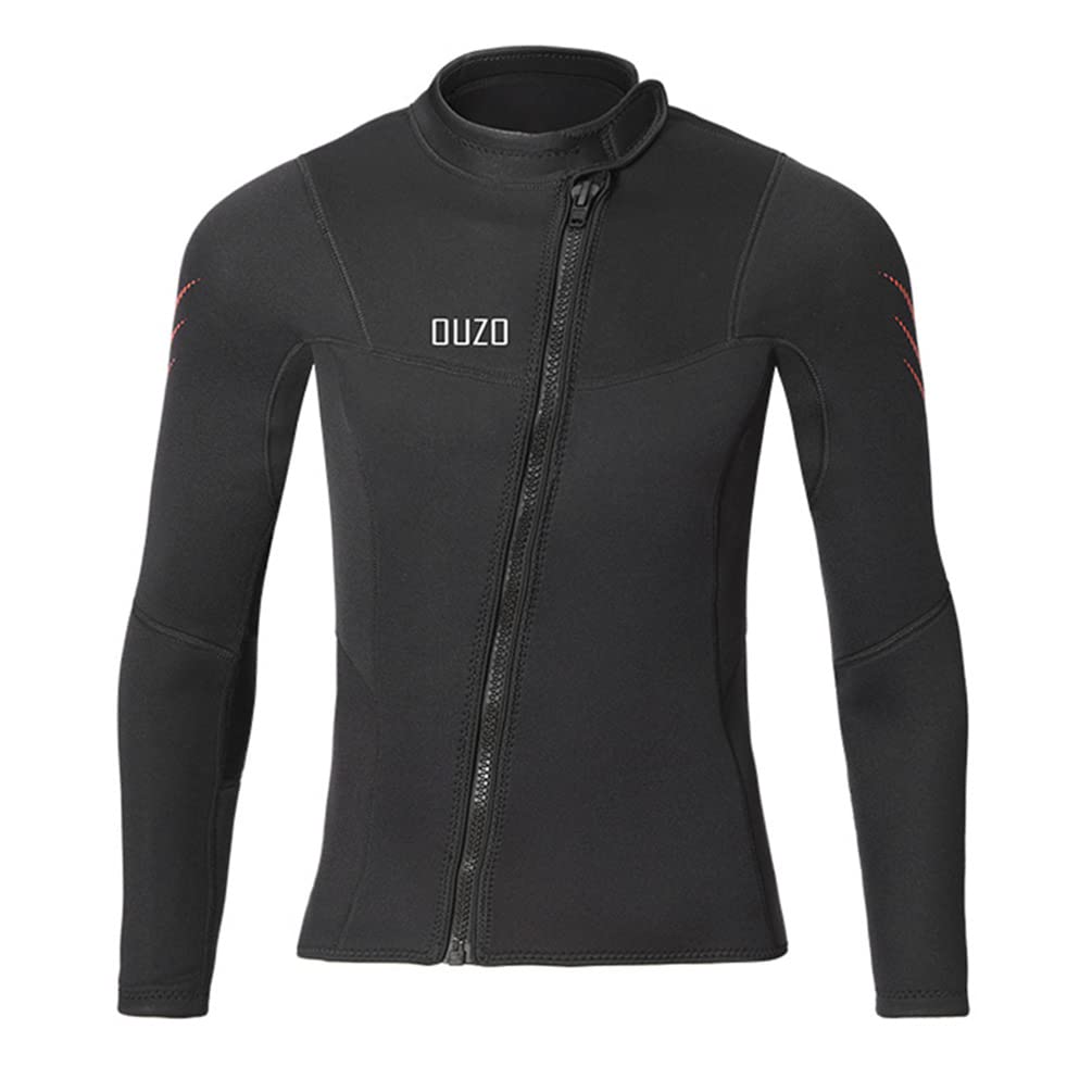 Homme Veste de Plongée 3MM Néoprène Combinaison de Plongée Top Snorkeling Surf Stretch Fermeture éclair Avant Manches Longues Chaud Confortable Vetement Plongée