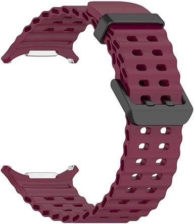 Silicone Strap with Lanyard Wavy Perforated Metal Buckle Compatible with Samsung Galaxy Watch 7 Ultra 47mm