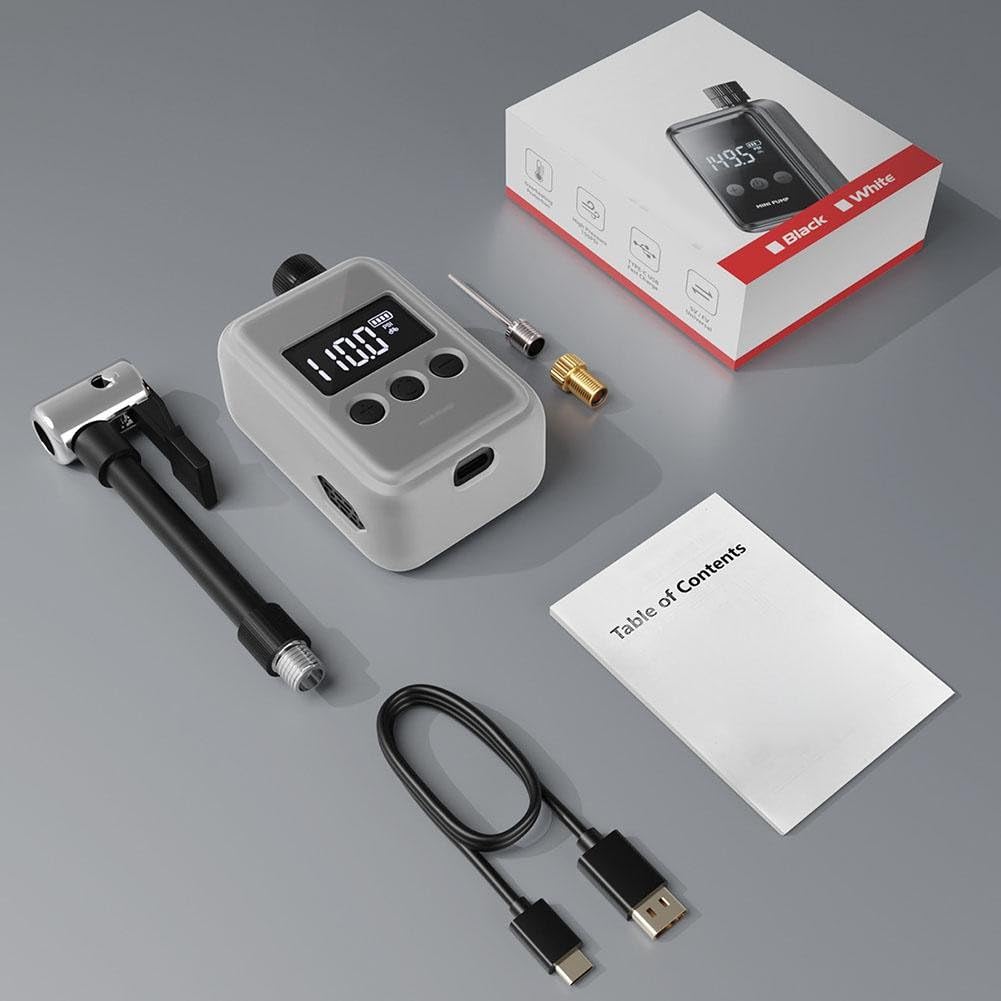 FACAIIO Gonfleur de pneu électrique portable 150 PSI avec écran LCD, pompe à vélo 500 mAh pour voiture, moto, VTT