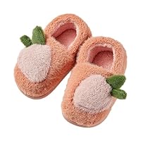 Xmiral Kids Cotton Slippers - Memory Foam Comfy House Slippers for Girls & Boys - Winter Warm Indoor Shoes - Size 12 (Red, 4 Big Kids)