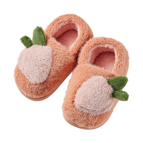 Boys Girls Fuzzy Slippers Cute Strawberry Non-Slip Closed Toe Slipper Indoor Outdoor Fall Winter Warm Soft Sandals