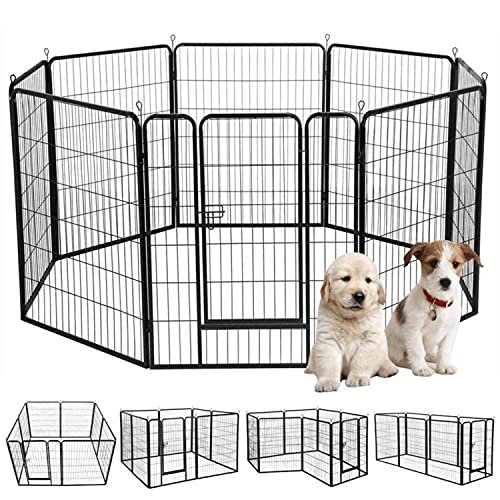 Dog Exercise Pen kennel 8panels Pet Fence 40 Inches Heavy Duty Folding Puppy Playpen with Door, Extra Large Indoorβ¦