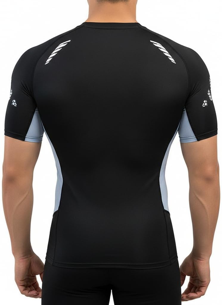 Men's Compression Shirt Short Sleeve Athletic Base Layer Breathable Performance Workout Top for Gym Running Training