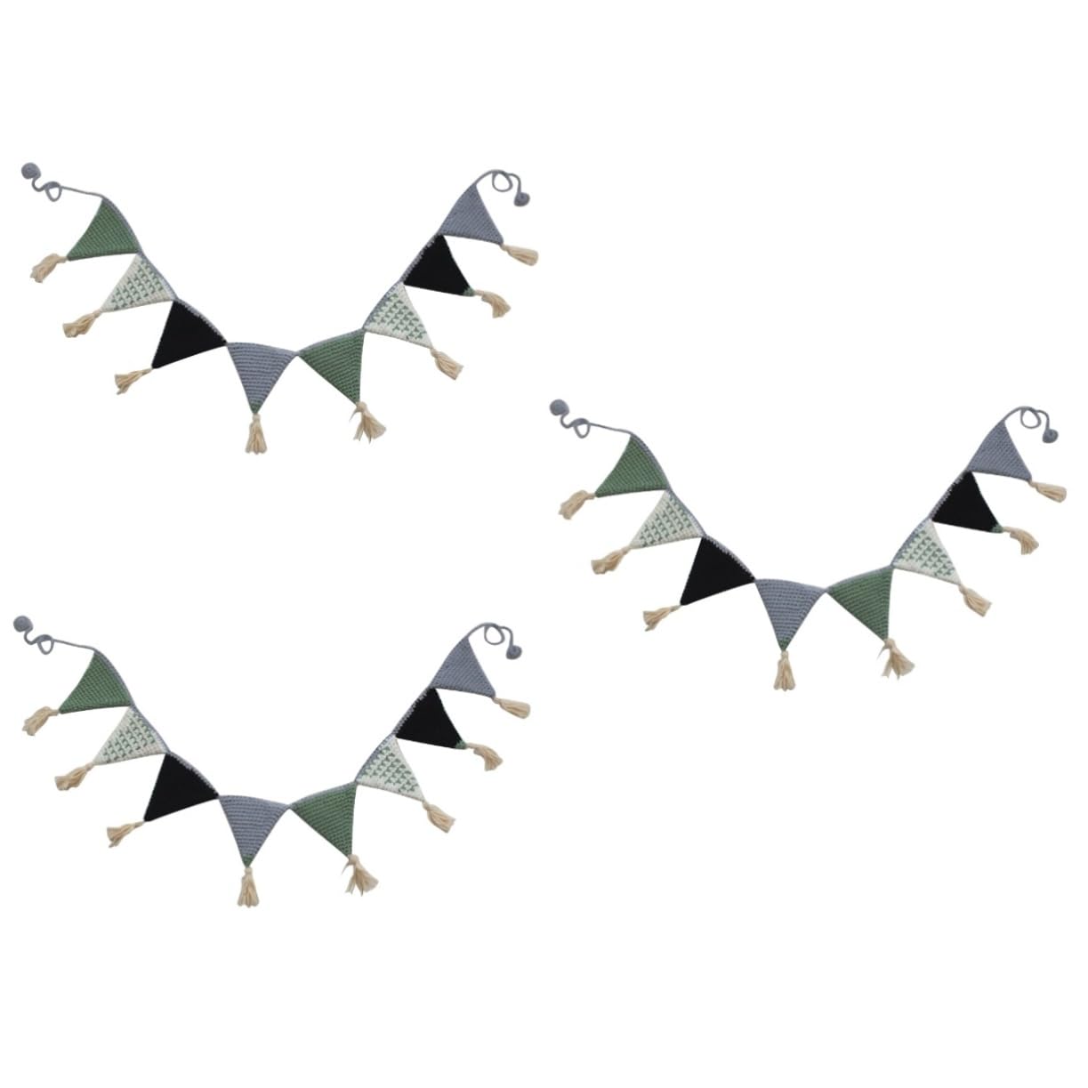 ifundom 3pezzi Bandiere Triangolari Cotone All Uncinetto Decorazione Per Feste Compleanni e Stanza Dei Ragazzo Ragazza Verde Bandiere Pennant Per Shower e Decorazioni Per La Casa