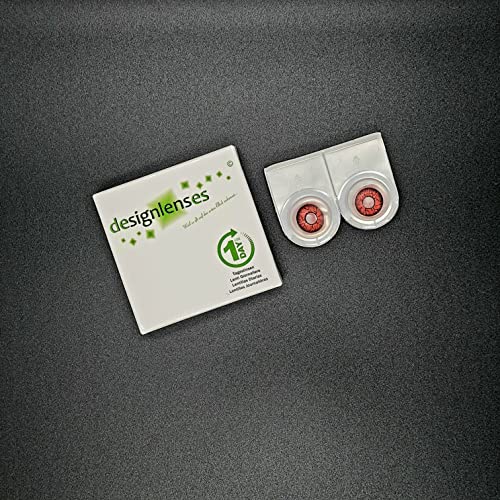 DESIGNLENSES, farbige Tageslinsen Kontaktlinsen, ohne Sehstärke für Halloween Kostüm als Zombie, Karneval, Fasching & Anime Cosplay - 2 Stück (1 Paar) Augenlinsen (Red Monster, 14.00, 0.00)
