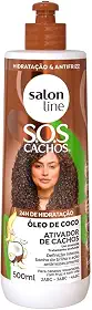 Salon Line, Ativador de Cachos, S.O.S Cachos, Óleo de Coco, Tratamento Profundo, Não Vegano - Para Cabelos Ondulados, Cacheados e Crespos, 500 ml