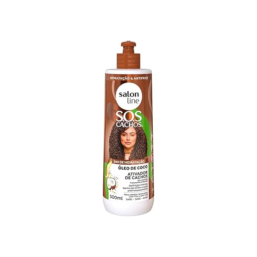 Salon Line, Ativador de Cachos, S.O.S Cachos, Óleo de Coco, Tratamento Profundo, Não Vegano - Para Cabelos Ondulados, Cacheados e Crespos, 500 ml