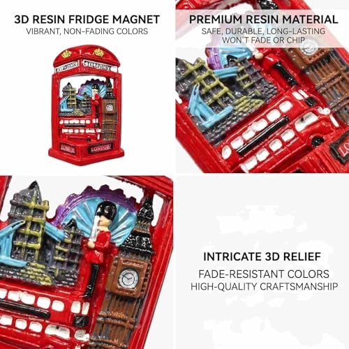 Imán de Resina 3D Cabina Telefónica Roja de Londres miniatura 4