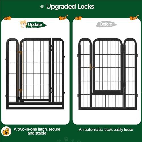 Yaheetech 12-teilig Welpenlaufstall 80cm hoch, Welpenauslauf mit 2 Türen, faltbares Freilaufgehege, Automatische Verriegelung, Tierlaufstall für Wohnung & Garten