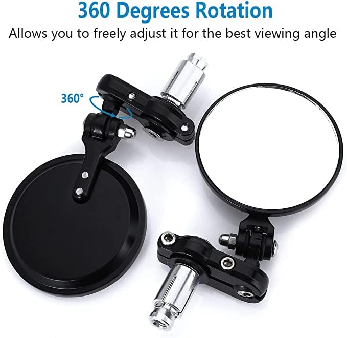 Image of Universal Bike ROUND Folding Mirror Glass Bar End Rear View Mirrors Motorcycle Handlebar Side View Mirrors for - All Bike