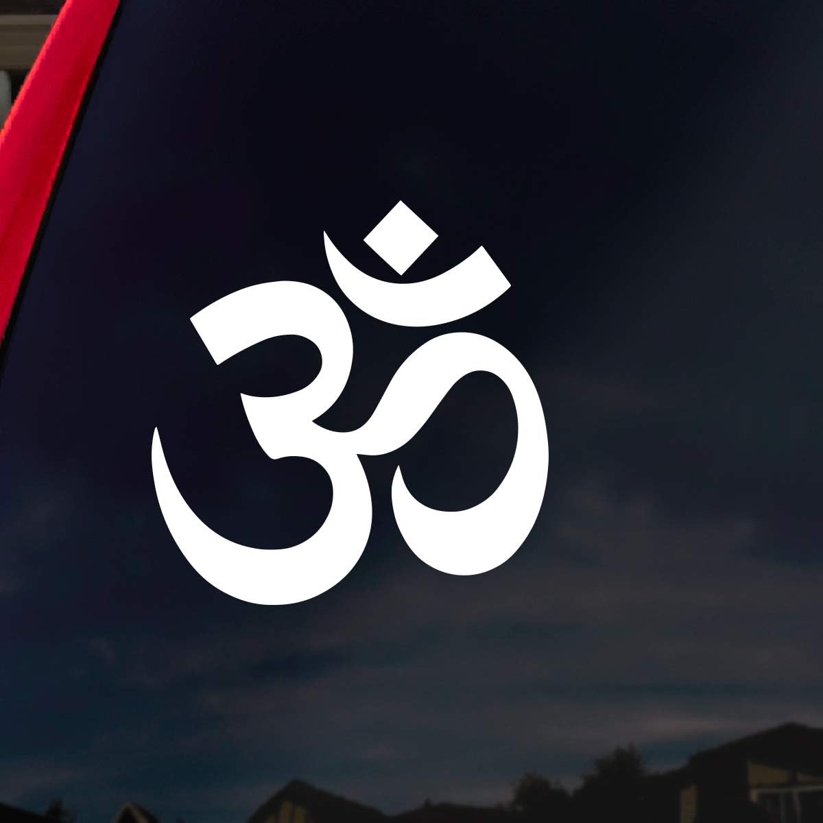 OM Symbol Hindu Car Window Vinyl Decal Sticker 4" Wide (White)