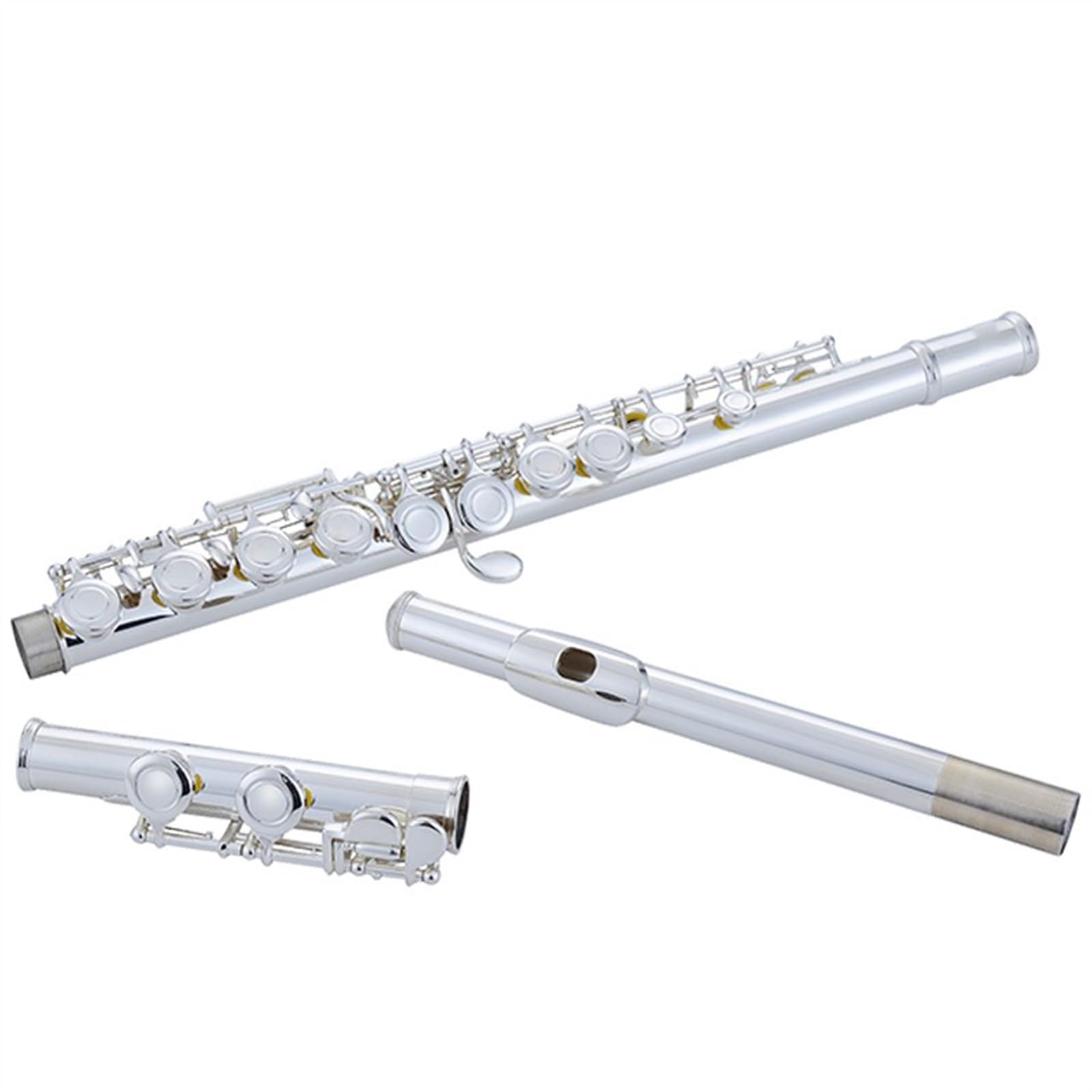 Set di flauti in Do placcati in Argento, 16 Fori Chiusi, Strumento a fiato in Rame Bianco con Chiave del Mi.,