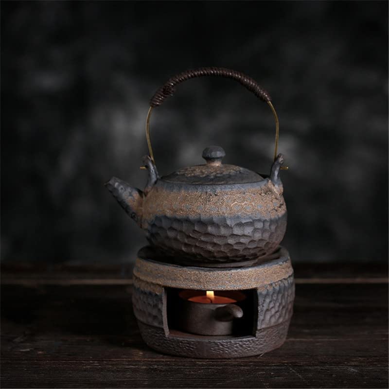 Tetera japonesa evita té frío usando calentador cerámico retro vela