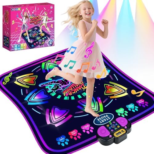 MOMUSE Tappetino da Ballo per Bambini, Tappeto Musicale Bambina 2 modalità, Display Illuminato e 9 Livelli, Volume Regolabile, Giocattolo Regali Compleanno per Ragazzi Ragazze 3 4 5 6 7 8