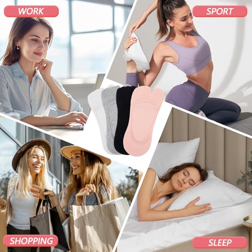 4 Pairs Flip Flop Socks, 4 Colors Tabi Socks, Low Cut Flop Sock, Japanese Toes Separated Sock for Flip-Flop and Geta, Non Slip No Show Stocking for Women and Men (Black, White, Gray, Flesh-Pink)3