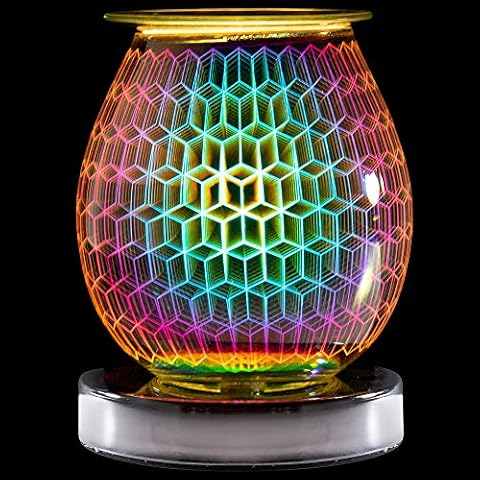 L&P Home & Gifts Desire 3D Aroma melt Oil Aromatherapy Wax Touch lamp. Fragrance Burner for Home/Bedroom/Living Room/Office/Gym. Rhombus Design, Multicolour, 12X12X16CM Cover