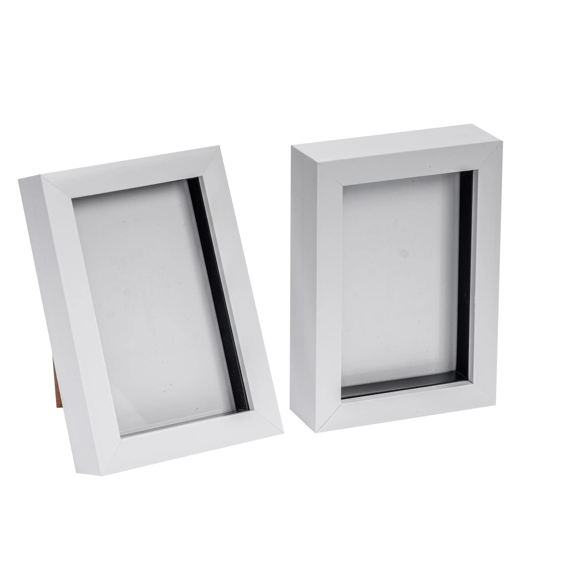 Nicola Spring 3D Shadow Box Photo Frames - 4 x 6 (10 x 15cm) - Pack of 2 - White 3D Photo Frame Picture Frame Box Small Portrait Display Case for Crafts, Keepsakes, Wedding, Graduation