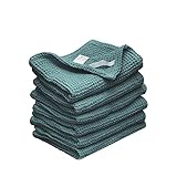 WHITEWRAP Kitchen Towels | 100% Cotton | Dish Towels for Kitchen | 15"x25" Classic Waffle Turquoise