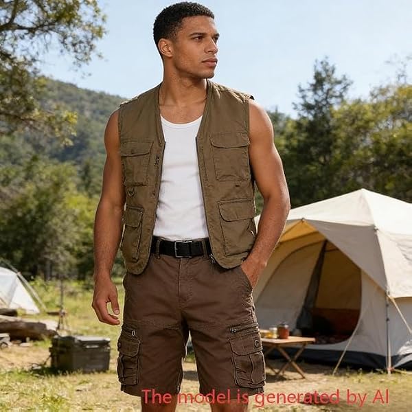 CARPANT Men's Lightweight Cotton Casual Cargo Shorts Brown,Size 33 by CARPANT - Used condition - Image 4