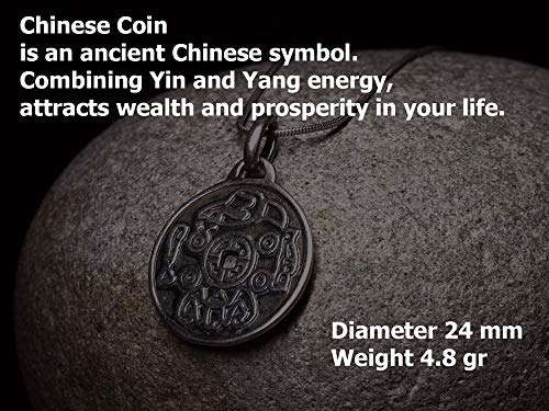 925 Sterling Silver Lucky Coin Necklace - Feng Shui Pendant Charm - Attracting Money Good Luck Amulet Medallion - Ancient Magic Chinese Fortune Talisman - Handmade Jewelry Gift For Men Women #TOP3