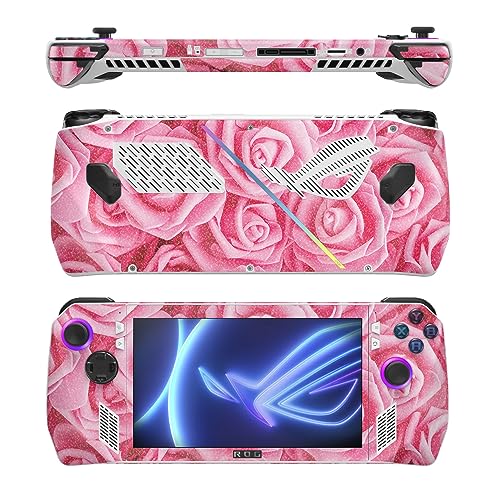 Image of MightySkins Glossy Glitter Skin Compatible with Asus ROG Ally - Super Pink Roses | Protective, Durable High-Gloss Glitter Finish | Easy to Apply