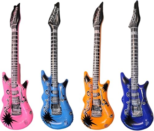 Rock Inflatable Mini Guitars (23 Inches) Vinyl. Perfect Party Favor, DJ Dance 80s Rocker (4)