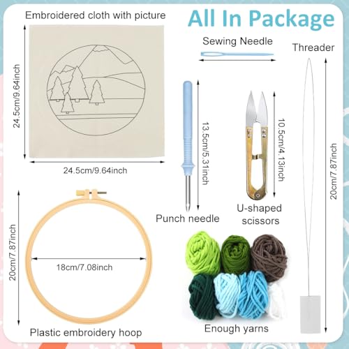 Image of PATPAT 20x20CM DIY Needle Felting Kit for Beginners Friendly Art Craft Kit Flower Poking Stitch Art Kit with Embroidery Punch Needles, DIY Embroidery Hoop, Felt Needle Kit Gift for Kids Adults