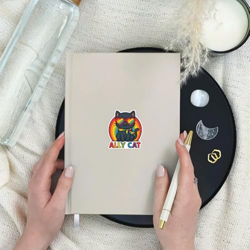 Image of SODAVA | Ally Cat Sticker Cute Black Cat Rainbow Sunglasses Pride LGBTQ Supportive Ally Vinyl Waterproof Sticker for Laptop Water Bottle Car Bumper Decoration