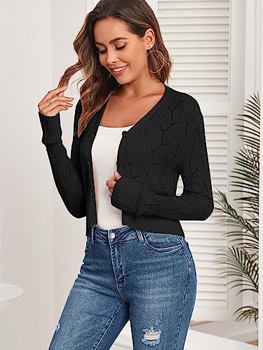 ZAFUL Women's Oversized Cardigans Sweaters Striped Textured V Neck Long Sleeve Button Down Knit Winter Sweater Top2