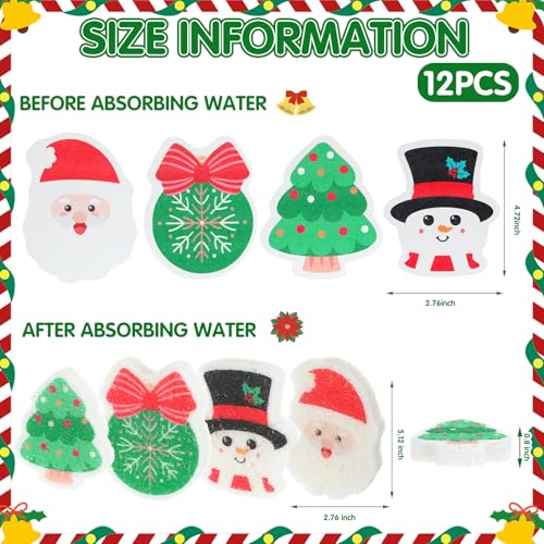 Image of Layhit 12 Pcs Christmas Dish Sponges Cute Kitchen Non Scratch Scrub Sink Sponges Wood Pulp Reusable Household Cleaning Cloth for Kitchen Dishes Furniture (Christmas Theme)