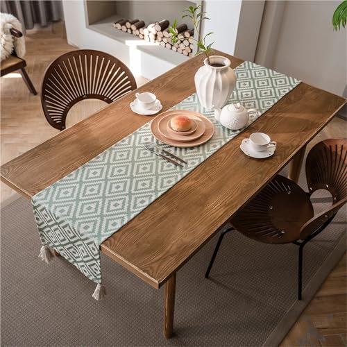 Chemin de table géométrique vert nappe polyester coton table à manger décoration fête