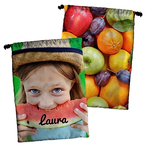LolaPix Bolsa merienda infantil. Bolsa de merienda personalizada. Regalos con foto para niños, niñas y bebés. TAMAÑO 30x23 cm