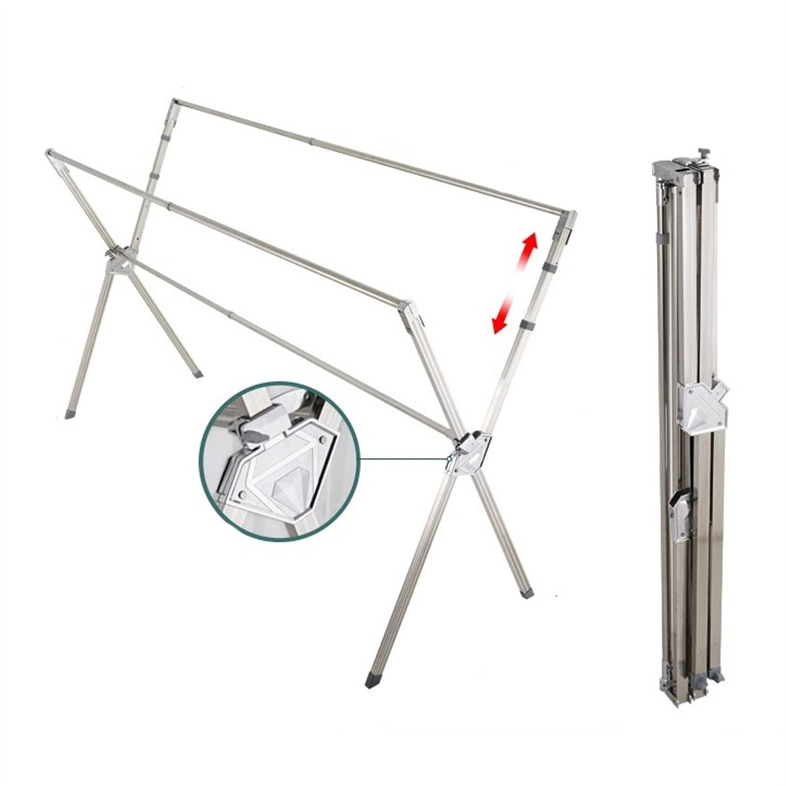 Rack per lavanderia Stendibiancheria, Stendibiancheria Pieghevole e Regolabile, Stendibiancheria Resistente in Acciaio Inossidabile for Interni ed Esterni Porta asciugamani all'aperto ( Color : A )
