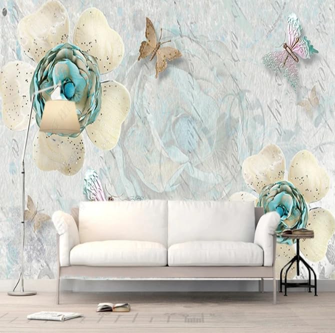 Papier peint photo 3D fleurs pour un salon moderne chic 200x140 cm