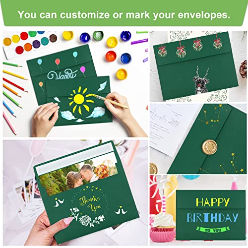 Image of 50 Packs 5x7 Envelopes, A7 5x7 Envelopes for Invitations, Printable Invitation Envelopes Self Seal for Weddings, Invitations, Photos, Greeting Cards, Mailing (Dark Green)