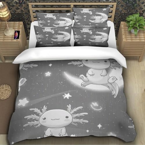Parure de lit axolotl 135x200 avec housse de couette imprimée 3D en microfibre - 5
