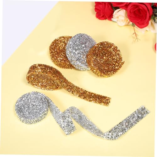 Cinta de gemas autoadhesiva brillante para manualidades, 5 rollos de tiras de strass cristal 7