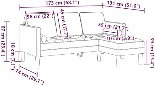 Miniatura 2 de Light Gray Fabric Sofa Set 173 x 131 x 67 cm Contemporary Soft Touch Modern Living Room Sectional with Metal Details for Comfortable Seating and