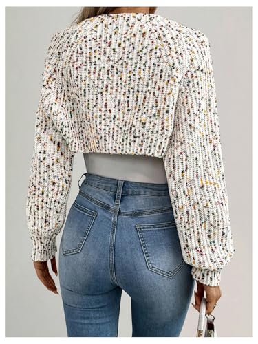 MakeMeChic Women's Open Front Long Sleeve Sweater Knit Cropped Cardigan Shrug Outerwear2