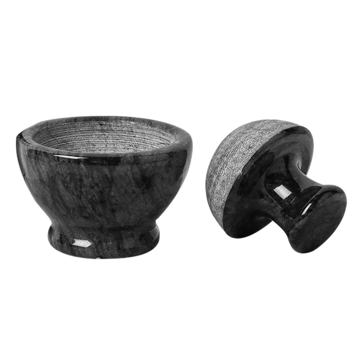 VALICLUD Mortero de Mármol Negro Diseño de Cabeza de Champiñón para Moler Tabletas y Condimentos, Cómodo de Usar en Cocina y Farmacias