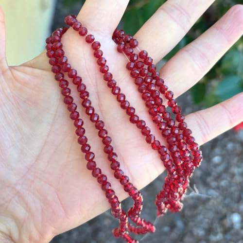 Image of 500pcs Czech Faceted Rondelle Crystal Glass Beads 4mm Small Tiny Bulk Siam Red