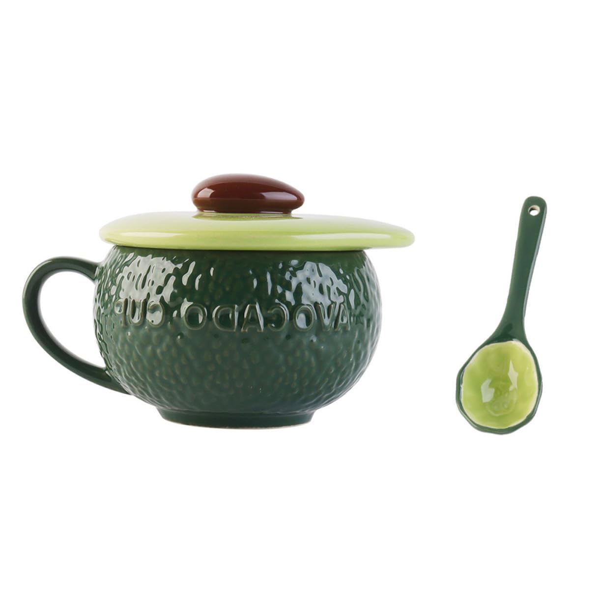 Tasse à café avocat en céramique de 250 ml avec cuillère pour le petit-déjeuner