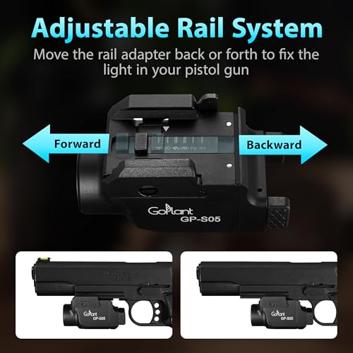 Image of 1500 Lumens Compact Pistol Flashlight, Aluminum Alloy Picatinny Flashlights Weapon Light, Subcompact Tactical Pistol Lights,LED White Light for Handgun, Rechargeable Gun Light