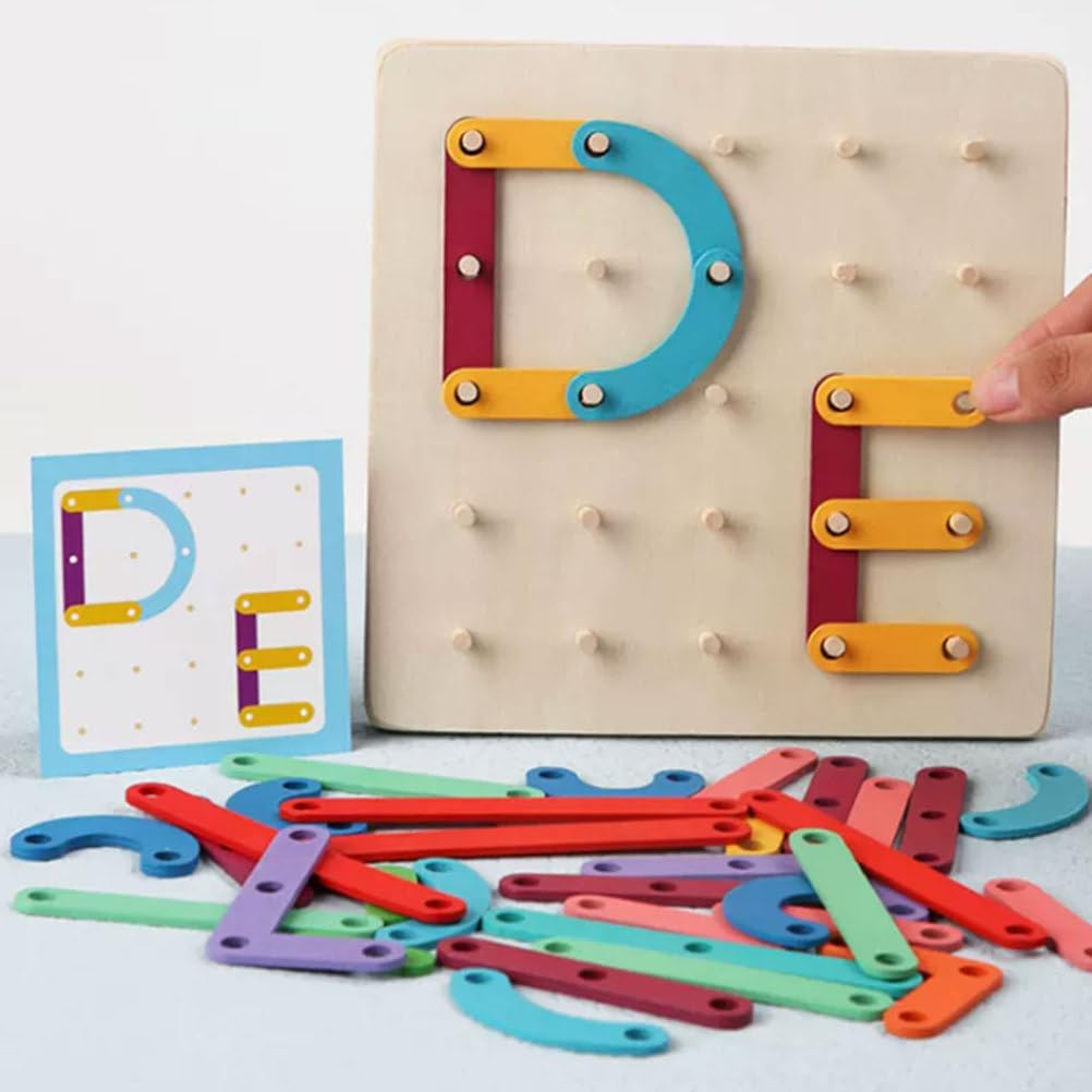 Juguete construcción Alfabeto Clavijas Madera Montessori