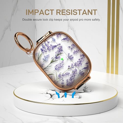 Image of Maxjoy for AirPods Pro 2nd /1st Generation Case with Lock, Clear AirPods Pro 2 Case Lock Protective Hard AirPod Pro Cover for Women with Keychain for Airpod Pro (2023 /2022 /2019), Flower