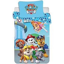 Funda Nordica Patrulla Canina PAW PATROL Ropa de Cama 100% algodón, Azul, 100 x 135 + 40 x 60 cm