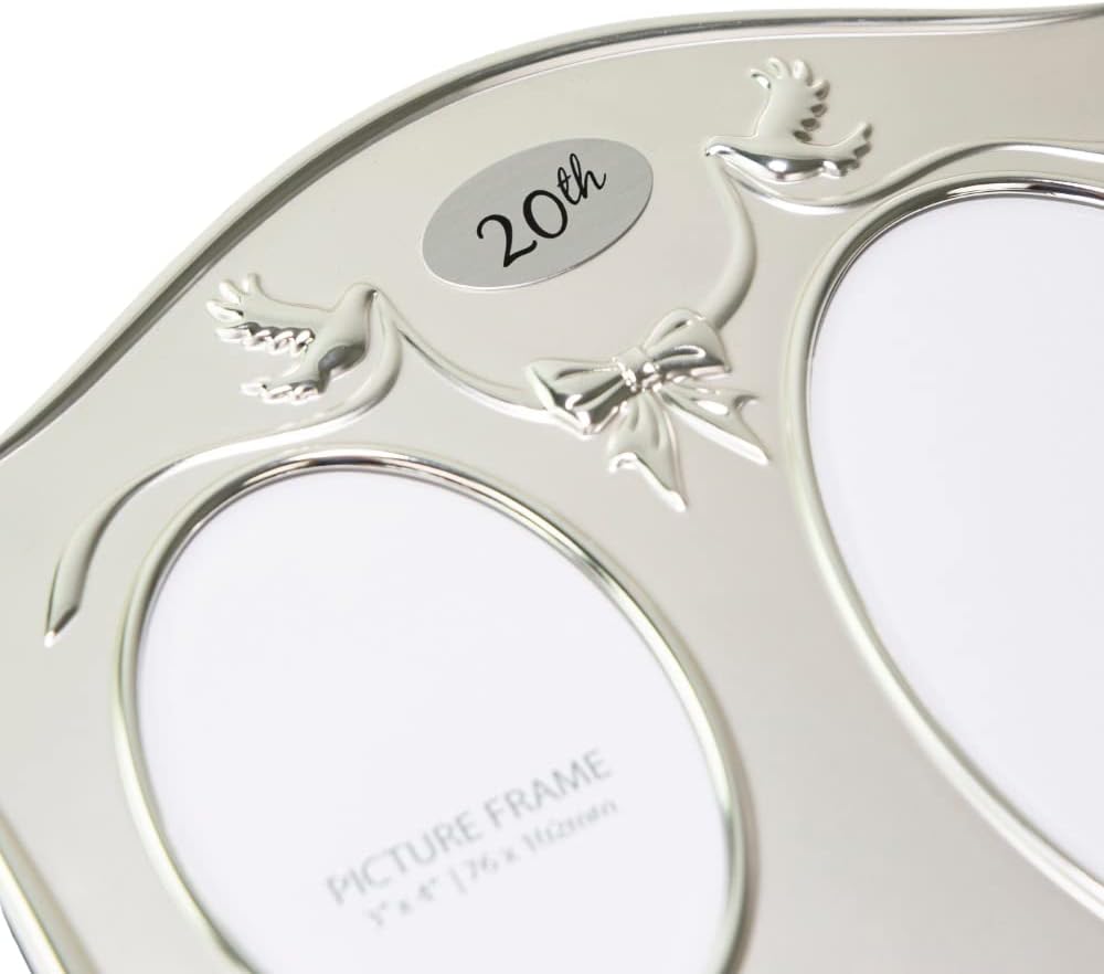 Haysom Interiors Traditional Two Tone Silver Plated 20th China Anniversary Double Picture Frame by Happy Homewares - Image 3