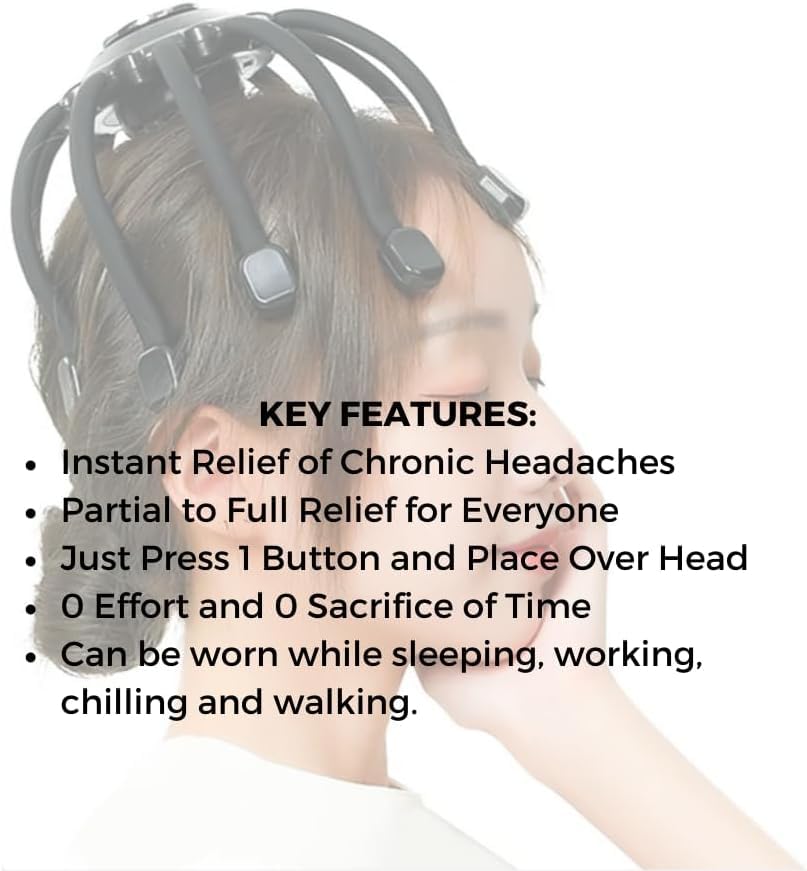 JINPRI Electric Scalp Massager For Hair Growth Stress Relax 360 Degree Portable Head Massger Relief Wireless Therapeutic (Black) 2
